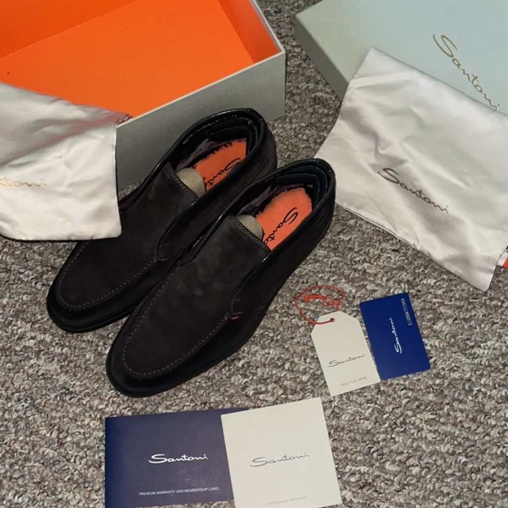 Santoni Slip On Suede ankle boots